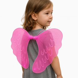 Pembe Renk Ortası Pembe Tüylü Tül Peri Kanadı 40x50 Cm