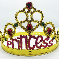Prenses Yazılı Altın Renk Ayarlanabilir Parti Tacı 60 Cm