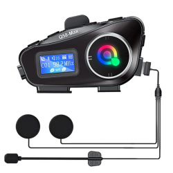 Q58-max Radyolu 2 Kişi Bağlantılı Bluetooth Kask Kulaklık Ekranlı Fenerli Müzik Ve Telsiz Intercom