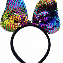 Renk Değiştiren Pullu Payetli Fiyonk Parti Tacı Rengarenk Gümüş Renk 20x16 Cm