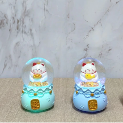 Şans Kedisi Işıklı Kar Küresi Alk4914