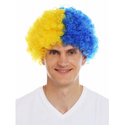 Sarı Lacivert Kıvırcık Afro Bonus Peruk Taraftar Bonus Saç