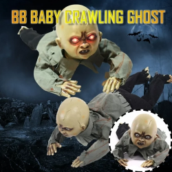 Sesli Işıklı Ve Sensörlü Yerde Emekleyen Hareketli Bebek Hayalet Zombi Dekor 30x85 Cm