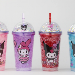 Sevimli Kuromi Işıklı Pipetli Boncuklu Suluk & Bardak 400 Ml Alk3144