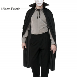 Siyah Renk Yakalı 120 Cm Pelerin Ve Beyaz Anonim Maske