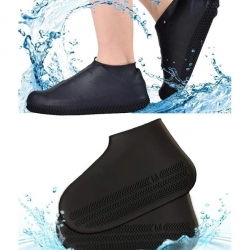 Siyah Silikon Yağmur Koruyucu Ayakkabı Kılıfı Kaymaz Su Kir Geçirmez Large (40-46)