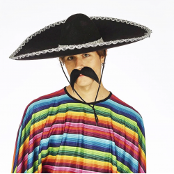 Sombrero Meksika Şapkası Mariachi Gümüş Şeritli Yetişkin Boy