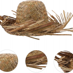 Tropikal Parti Naturel Hasır Hawaii Şapkası 13x36 Cm