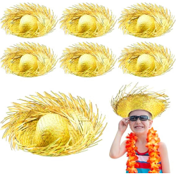 Tropikal Parti Sarı Hasır Hawaii Şapkası 13x36 Cm