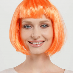 Turuncu Renk Parti Peruğu Küt Saç