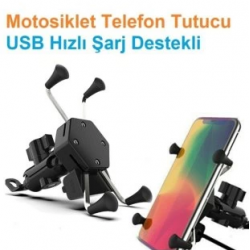 Usb Şarjlı Ayna Bağlantılı Motosiklet Telefon Tutucu Motor Tutacağı