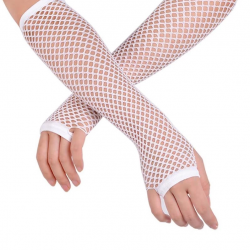 Uzun File Örgü Eldiven Beyaz Renk