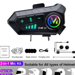 y10 2x Motosiklet Kask İntercom Çift Eşleşme Rgb Işıklı Bluetooth Kulaklık 5,3