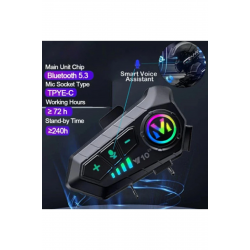 y10 2x Motosiklet Kask İntercom Çift Eşleşme Rgb Işıklı Bluetooth Kulaklık 5,3