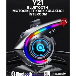 Y21 Rgb Işık Efektli Intercom Bluetooth Motosiklet Kask Kulaklığı Intercom Kulaklık