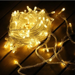 Yılbaşı Aydınlatması 100 Led Perde Hortum Sıcak Beyaz Işık - 10 Metre Dekoratif Şeffaf Kablolu Süs