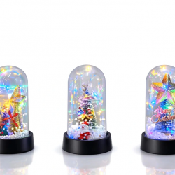 Yılbaşı Temalı Işıklı  Dekoratif Cam Fanus Alk5038