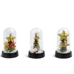 Yılbaşı Temalı Işıklı  Dekoratif Cam Fanus Alk5038