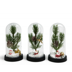 Yılbaşı Temalı Işıklı  Dekoratif Cam Fanus Alk5074