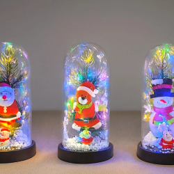 Yılbaşı Temalı Işıklı  Dekoratif Cam Fanus Alk5075