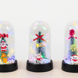 Yılbaşı Temalı Işıklı  Dekoratif Cam Fanus Alk5076