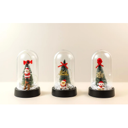 Yılbaşı Temalı Işıklı  Dekoratif Cam Fanus Alk5076