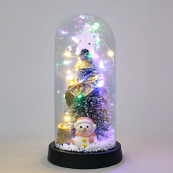 Yılbaşı Temalı Işıklı  Dekoratif Cam Fanus Alk5079