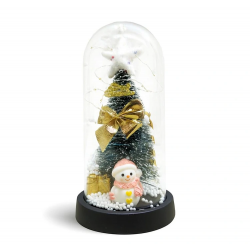 Yılbaşı Temalı Işıklı  Dekoratif Cam Fanus Alk5079