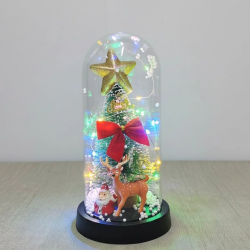 Yılbaşı Temalı Işıklı  Dekoratif Cam Fanus Alk5080