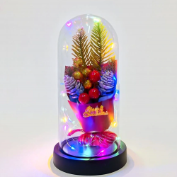 Yılbaşı Temalı Işıklı  Dekoratif Cam Fanus Alk5081