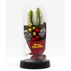 Yılbaşı Temalı Işıklı  Dekoratif Cam Fanus Alk5081